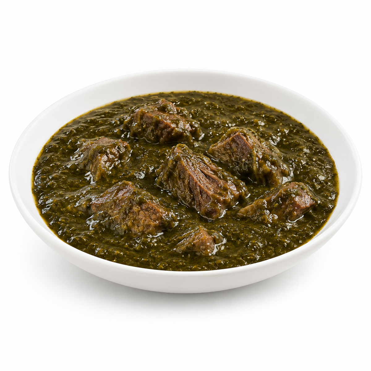 Molokhiya — plat servi sur fond blanc
